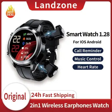 2 in 1 stereo dual bluetooth earphone wireless earbuds and heart rate blood best sale pressure smart watch for ios android