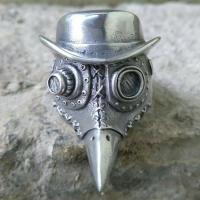 Gothic Steampunk Beak Mask Ring for Men Women Hip Hop Rock Style Biker Finger Ring 3D Crow European Middle Ages Punk Ring