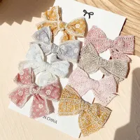 2 Pcs/lot Pink Lace Cloth Hollow Bowknot Hair Clips for Baby Girls Cute Kids Bows Hairpins Handmade Barrettes Hair Accessories