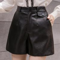 Ljsxls mulheres cintura alta com zíper de couro do plutônio shorts moda coreana rebite preto outono inverno casual bolso feminino shorts mujer 2021