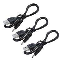 3 Pcs 3.5mm x 1.3mm Black USB Cable Lead Charger Cord Power Supply