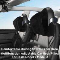 Headrest Multi-function Adjustable Auto Car Pillow Memory Cotton Pillow Neck Protection Support Compatible for Model 3 Y D7YA