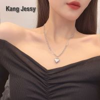 Kang Jessy สร้อยคอเหล็กไทเทเนียมรูปหัวใจผู้หญิง ins สร้อยคอแฟชั่นฮิปฮอปสไตล์ยุโรปและอเมริกา