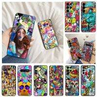 【ร้าน Penka 】เคสโทรศัพท์เคลือบสำหรับ Samsung S23กาแล็คซี่ S20 S21 S22 5G S10พิเศษ FE Note 20 10 9เคสนิ่มสีดำศิลปะสติ๊กเกอร์กราฟิตี้