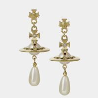 Westwood Vivian three-dimensional Saturn retro fashion lucky planet pearl drop color diamond pendant earrings earrings 2023 imported