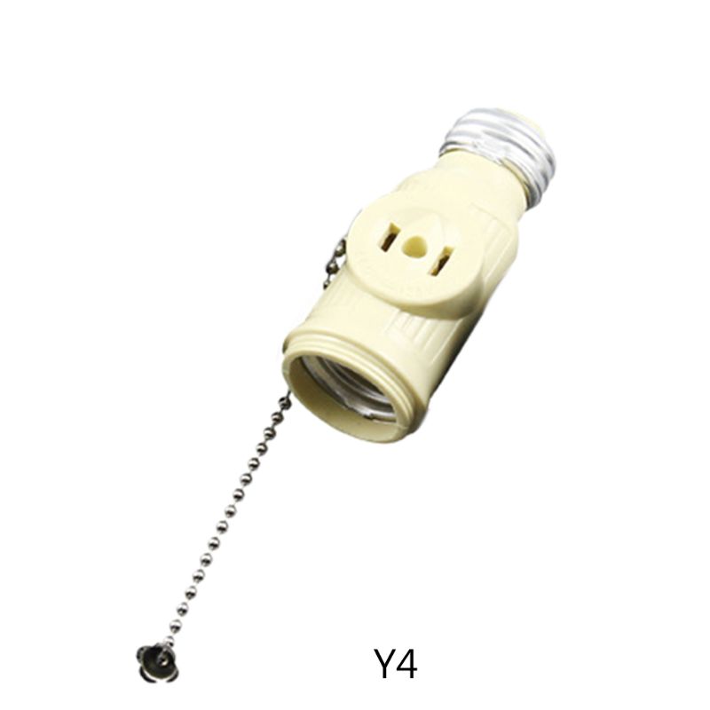 Light Socket Adapter Pull Chain Control Bulb Switched Socket 2Outlet forWorkshop 