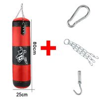 80 cm get 4 Punching Bag Hanging Boxing Bag With Gloves Hand Wraps Hanging Chains Hook For MMA Muay Thai Karate Taekwondo Training Fitness