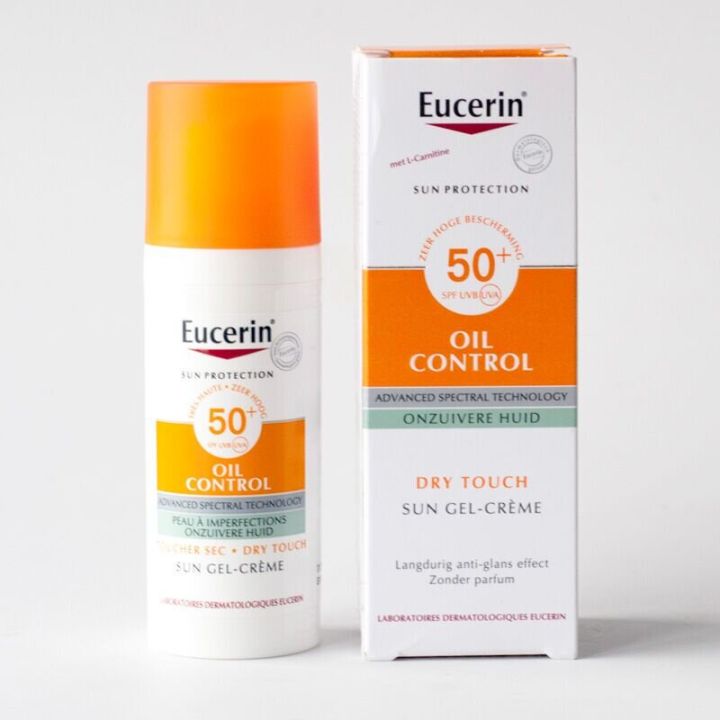 eucerin-sun-dry-touch-oil-control-face-spf50-50ml-ยูเซอริน-ซัน-ดราย-ทัช-ออยล์-คอนโทรล-ครีมกันแดดเนื้อบางเบา-การควบคุมน้ำมันอย่างต่อเนื่อง-ป้องกันรังสีอุลตราไวโอเล็ต