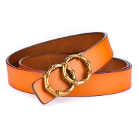 HIDUP Ladies Quality Design Genuine Leather Belts Double Rings Pin Buckle Metal Belt for Women Accessories 2.3cm Width NWJ790