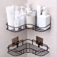 Top 1 Nail Free Black White Bathroom Shelves Corner Shelf Kitchen Spicestorage Rack Shower Toiletries Shelf Bathroom Accessories