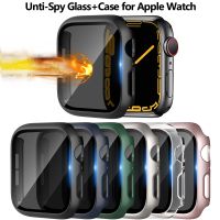 Privacy Glass Case for Apple Watch 45mm 44mm 41mm 40mm Unti-Spy Screen Protector Hard PC Cover Bumper For iWatch 8/7/SE/6/5/4