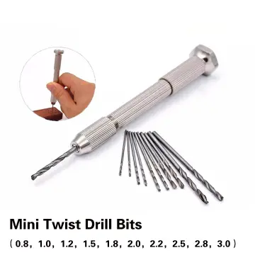 Micro Mini Portable Small Hand Drill + 10pcs Twist Drill Bits set Tool  0.8-3.0mm