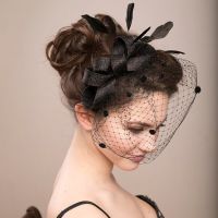 European And American Bridal Veil Hair Accessories Wedding Bow Top Hat Head Flower Photo Photo Feather Cover Face Net Yarn Headd