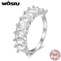 WOSTU Real 925 Sterling Silver Luxury AAA Cubic Zirconia Wedding Rings Women Square CZ Promise Love Ring Party Jewelry Gift New2023