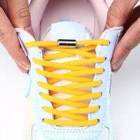 1Pair Metal Lock Shoelaces Round Elastic Shoe Laces Special No Tie Shoelace for Men Women Lacing Rubber Lazy Shoe Strings