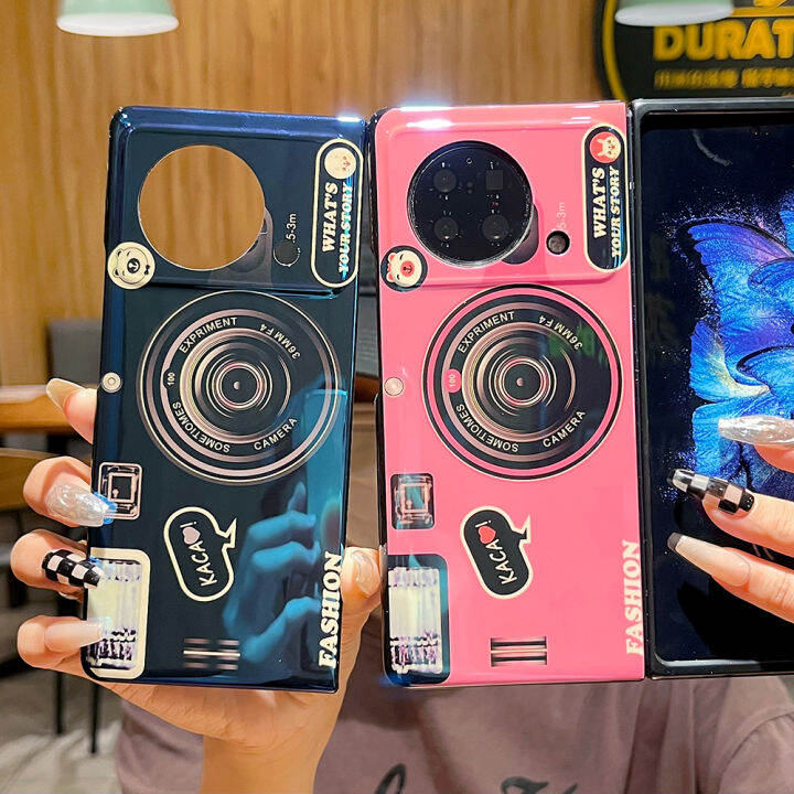 For Vivo X Fold Case Camera Pattern Blueray Case Soft Full Coverage