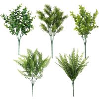 ❡ 7 Fork Artificial Plants Eucalyptus Grass Plastic Ferns Green Leaves Fake Flower Plant Wedding Home Decoration Table Decors