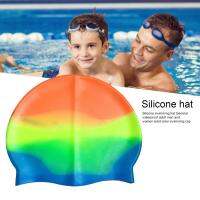 Bathing Hat Men Swimming Hat Unisex Elastic Anti-slip Breathable No Constraint Swimming Waterproof Contrast Color Women Swimming Swim Caps