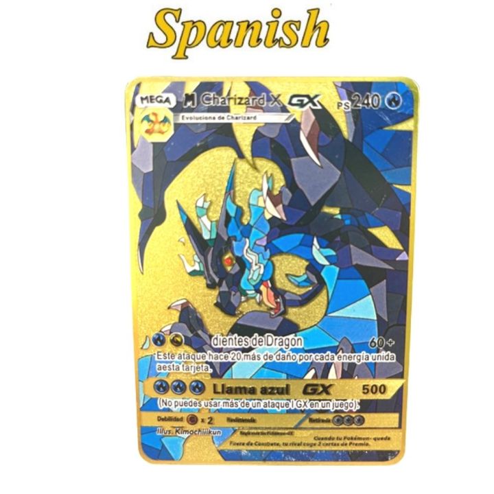 Spanish Pokemon Metal Cards Pokémon Letters Charizard Pikachu V VMAX  Collection Gold Card GX Original Collection Toy Kid Gifts - AliExpress