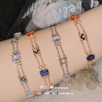 [COD] Versa western style four-leaf clover fairy treasure tanzanite blue bracelet plated all-match niche high-end