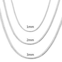 40-60cm 925 Sterling Silver 1MM/2MM/3MM solid Snake Chain Necklace For Men Women Fashion Jewelry for pendant free shipping Fashion Chain Necklaces