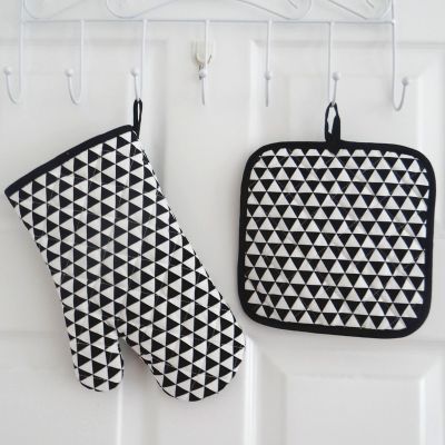 Oven Mitt And Pot Holder set 100 Cotton printing quilted liner Cooking Tools Grill Microwave Baking Kitchen Glove