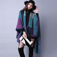 brand  women winter scarf warmer shawl ladies Vintage plaid Blanket knit wrap Cashmere poncho capes female echarpe pashmina