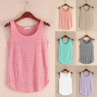 COD SDFSDTFGER Women Summer Bamboo Cotton Tank Top Sleeveless T Shirt Round Neck Loose Singlets Vest Brand New