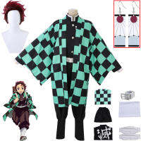 Anime Demon Slayer Cosplay Costume Tanjirou Kamado Kimetsu no Yaiba Men Kimono Uniform Disfraz Halloween Party Demonias Clothes