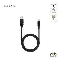 Energea สายชาร์จ Anti-Microbial 1.5M รุ่น DuraGlitz USB-A to USB-C - Black