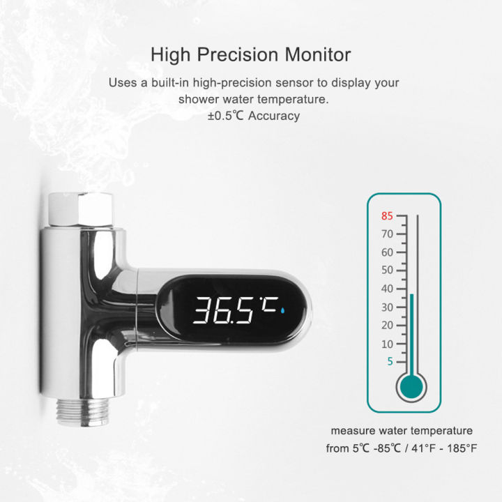 จอแสดงผลแอลอีดีมิเตอร์น้ำฝักบัวดิจิตอลเครื่องวัดอุณหภูมิ-bath-อุณหภูมิน้ำ-เครื่องวัดอุณหภูมิ5-85-c-ช่วง-c-f-ความแม่นยำสูงห้องน้ำอุปกรณ์เสริม