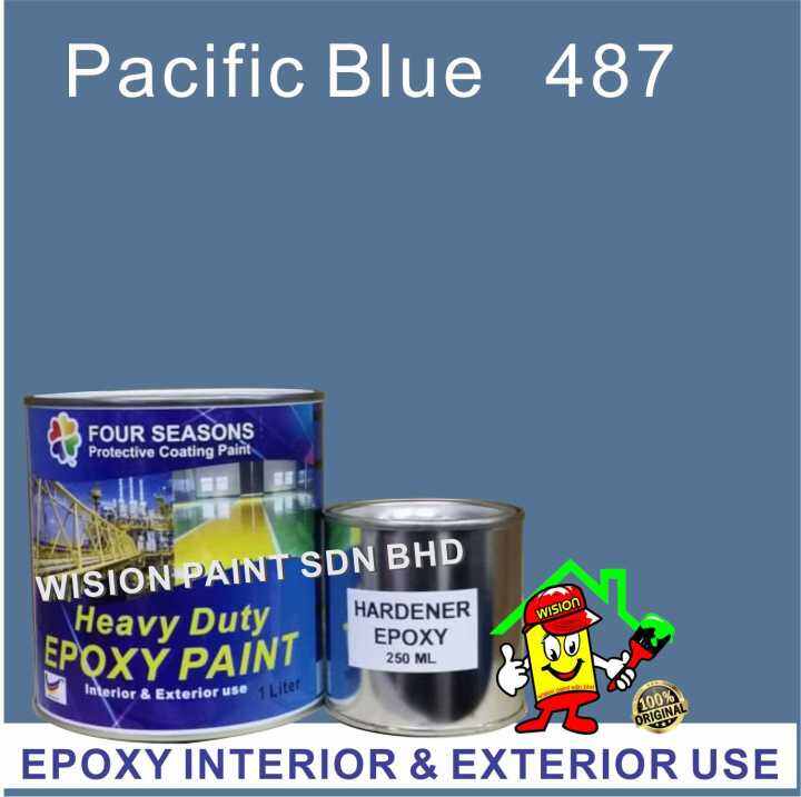 pacific blue 487 1L ( 1 Liter ) Four Seasons / New Epoxy Floor Paint