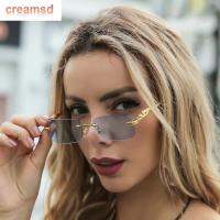 CREAMSD ม่านบังตาด้านนอกริมทะเลหลากสีสำหรับผู้หญิงผู้ชายป้องกัน UV400ไล่ระดับสีเฉดสีไร้กรอบตกแต่งแว่นตากันแดดเกาหลีเสือชีตาห์