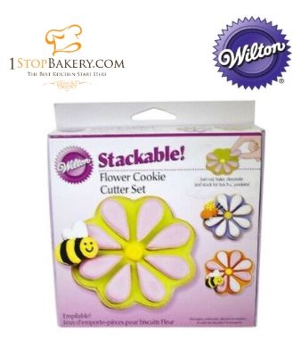 Wilton 2308-1288 Flower Stackable! Cookie Cutter Set 3