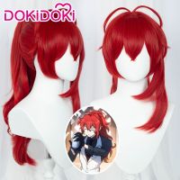 【ร้อน】 DokiDoki เกม Genshin ผลกระทบ Diluc สูงผมหางม้าคอสเพลย์ฮาโลวีนผมยาวสูงผมหางม้าคอสเพลย์วิกผม Genshin ผลกระทบ