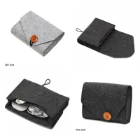 {PYAO Travel Department Store}Mini Felt Multifunction Travel Storage Bag For Key Coin Package Pouch Earphone Card Organizer Bag For Travel Accessories Storage