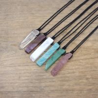 【hot】●✐  Reiki Chakra Stone Slice Pendants NecklaceHealing Gmes Labradorite Turquoises JewelryQC3012