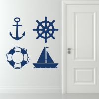 Nautical Home Decor Wall Decals Sailor Sailboat Boating Sticker Vinyl Cartoon Kids Room BoysBedroom Playroom Design Murals S204 Wall Stickers  Decals