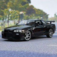 Welly 1:24นิสสัน Skyline GTR R34ล้อแม็กรถสปอร์ตรุ่นจำลอง D Iecast โลหะของเล่นรถแข่งรุ่นเก็บเด็กของขวัญ