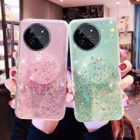 คลังสินค้าพร้อมเคสสมาร์ทโฟนนิ่มสำหรับ Realme11 NFC RealmeC51 Realme 11 NFC C51 4G 2023ใหม่ฝาหลังอวกาศดาวกากเพชรส่องแสงเป็นประกายวิบวับพร้อมปลอกที่วางโทรศัพท์