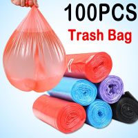 100pcs Mixed Color Disposable Trash Can Bags Thicken Flat Mouth Kitchen Storage Garbage Bags Biodegradable Cleaning Storage Bag