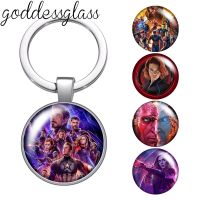 【DT】Disney Hero Ironman Spiderman The Avengers Photo glass cabochon keychain Bag Car key chain Ring Holder Charms keychains gift hot