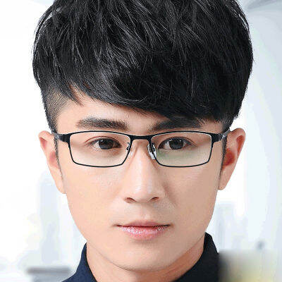 Business Mens Glasses Frame Metal Frame Blue Film Flat Glasses Men