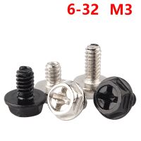 30 pcs Hex Tooth Wire Screws Indented Hex Washer 6/32 for Motherboard Case CD-ROM Hard Drive Phillips Hexagon Screw Nails Screws  Fasteners