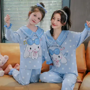 Sanrio Anime Hello Kitty Girls Pajamas Cinnamoroll Kuromi Nightwear Kids  Pure Cotton Sleepwear Spring Autumn Children Homewear 