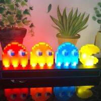 卍☞✿ Pac Man Ghost Light Table Lamp Changes Colors with Music USB Powered Gaming Room Decor For Boy Girls Holiday Gift PacMan Pac-Man