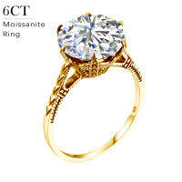 6ct 12มิลลิเมตรรอบตัด Moissanite แหวนสำหรับผู้หญิงแข็ง925ชุบทองแต่งงานเพชรทดสอบผ่านได้รับการรับรองเครื่องประดับสตรี