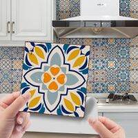 24pcs Glossy Tiles Sticker Mandala Retro Pattern Hard-wearing Wall Decals Waterproof Transfers Cover for Kitchen Bathroom Tables