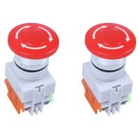 2X Red Mushroom Cap 1No 1Nc Emergency Stop Push Button Switch Ac 660V 10A