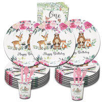 Wild One Tableware สัตว์ Party Party Decor One 1st Birthday Party Decor เด็ก Safari Woodland Forest Theme Jungle Animal Decor-Zkeir